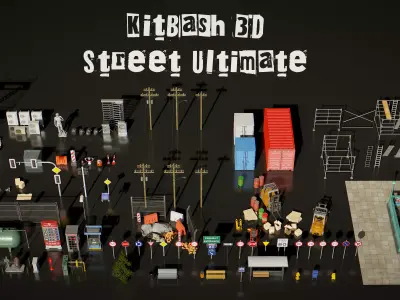 KitBash 3D Street Ultimate Low-poly 3D model
