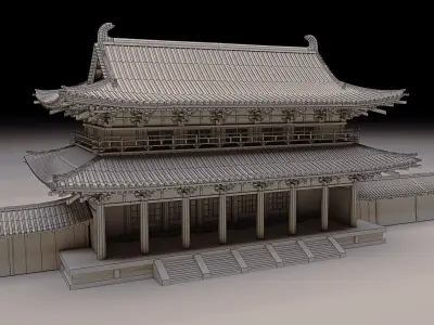 Traditional Japanese Building -Rajoumon Gate 3D model