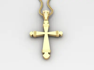 Light Gold 18K Cross Pendant 2CP082 3D print model