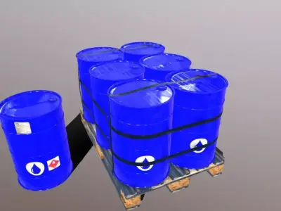 Pallet with imperial barrels 3D model
