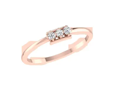 Solitaire Women Engagement Three Stone Band Ring 3D print model