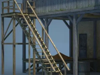 Old Farm and Shop Game Ready Low-poly 3D model