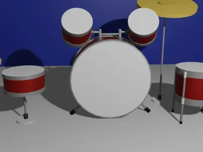 Drums Low Poly drum set 3D model