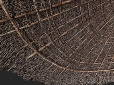 Primitive Wooden Shelter with Thatch Roof 7 Low-poly 3D model