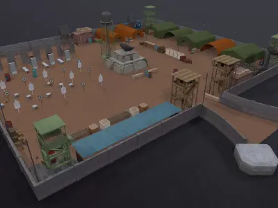 Low Poly Army Camp Low-poly 3D model