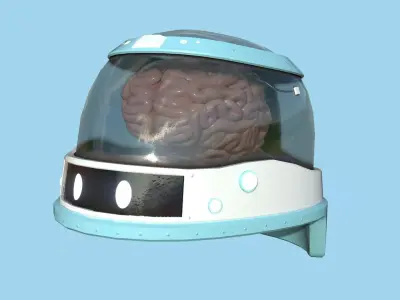 SciFi Brain Helmet 08 Faces - Character Design Fashion Low-poly 3D model