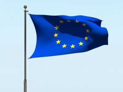 Animated Europe Flag 3D model 3D model