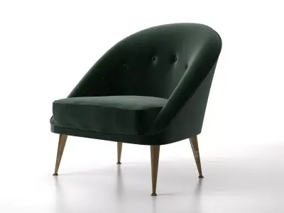 Malay two velvet chairs with gold legs 3D model