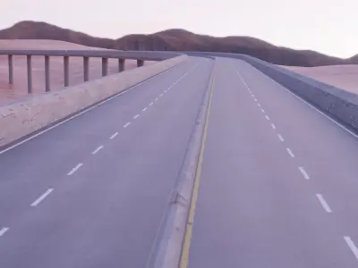 Freeway bridge in middle of desert 3D model