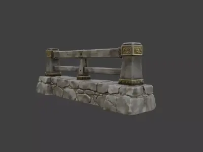 Stone Bridge Railing Low-poly 3D model