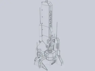 Scifi tower Low-poly 3D model