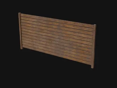 Wooden Fence Low-poly 3D model