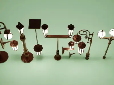 Street Lamp Pack Free low-poly 3D model