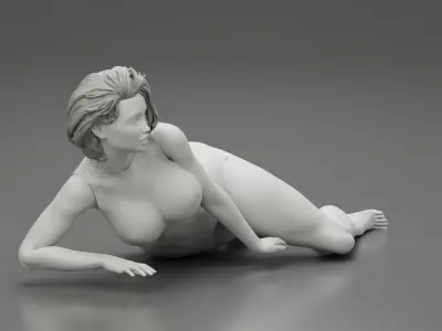 Beautiful Young Girl Lying On a Floor 3D print model