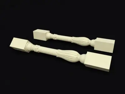 baluster pair of wooden rods 3D model