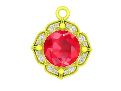 Round Halo Gemstone Pendant 4950 3D print model