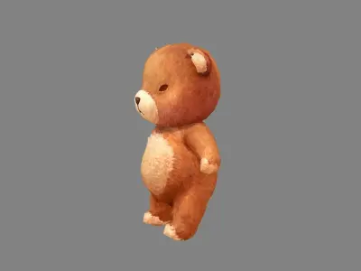 cartoon light brown toy bear Low-poly 3D model