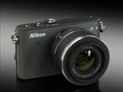 Nikon 1 J3 mirrorless digital camera kit 10-30mm lens Low-poly 3D model