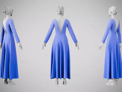 Dress 35 Very Light Blue Low-poly 3D model