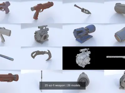 25 sci-fi weapon 3D Model Pack
