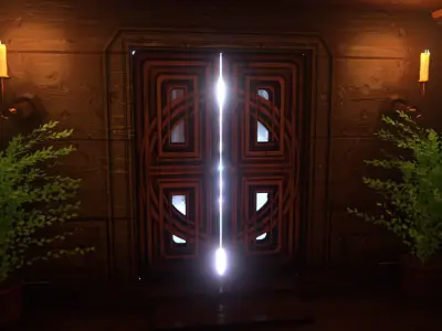 Library wooden door  Low-poly 3D model