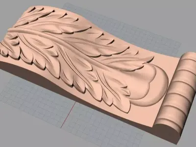 Door Post flower 3D STL Model for CNC Router Carving E975 3D model