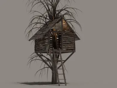 Old Tree House Low-poly 3D model