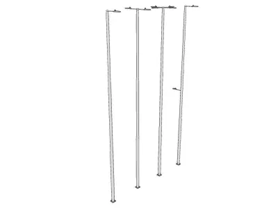 Group of 4 Light Poles - Lamp Posts 01 3D model