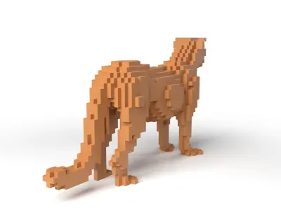 Leopard Minecraft Voxel Low-poly 3D model