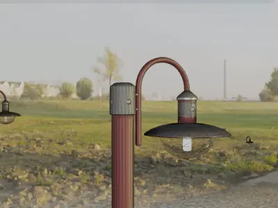 Street Light -7- Red Version -1 Lamp- Low-poly 3D model