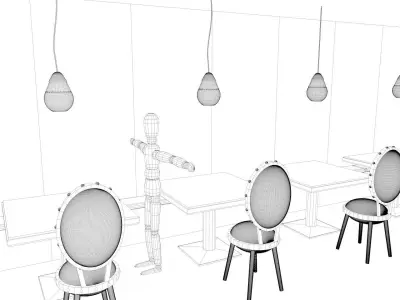 small vintage English tea room with crystal light 3D model