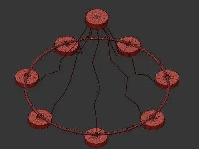 AX534 circular light fixture with six lights 3D model