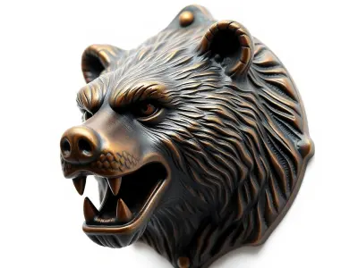 Bear Head Door Knocker Bronze Finish model pack Low-poly 3D model