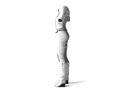 Rigged Sci Fi Woman Dress  Futuristic Black White Outfit 3D model