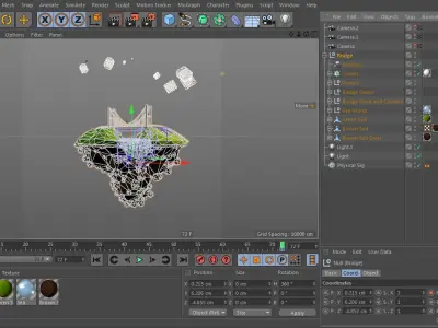 Istanbul Lowpoly island with bridge and trees 3D model