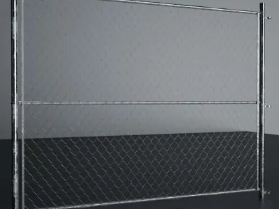 Chain link fence Low-poly 3D model