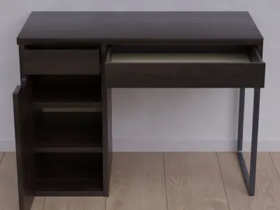 Dark Wood Desk Low-poly 3D model