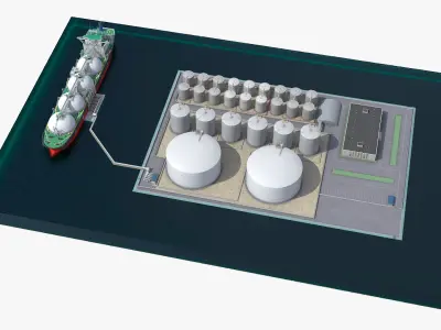  LNG Import Terminal with Gas Carrier Ship 
