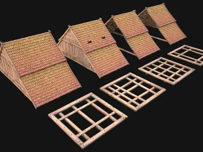 Medieval Tile Roof  Constructor Low-poly 3D model