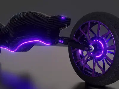 Black Panther  Unmanned Motorcycle Low-poly 3D model