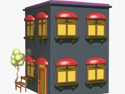 Grey Cartoon House Low-poly 3D model