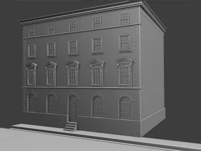 Modular Brick Building Free low-poly 3D model