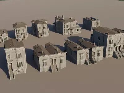 American Italianate Houses - Classic US Pack Low-poly 3D model