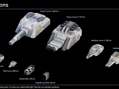 Tortuga Pirate Space Station Low-poly 3D model