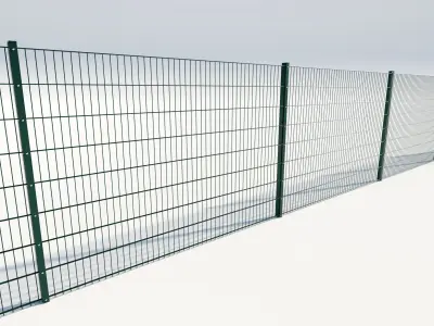 Procedural Double Wire Fence 3D model