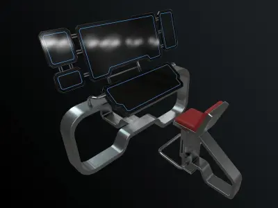 Lowpoly Scifi Computer Control Station Low-poly 3D model