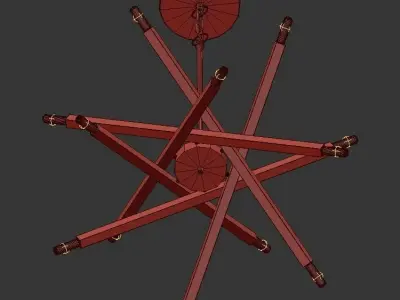 Viper modern pendant light with six metal rods hanging from c... 3D model