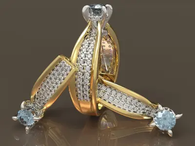 Ring and  Earring with a diamond  3D print model