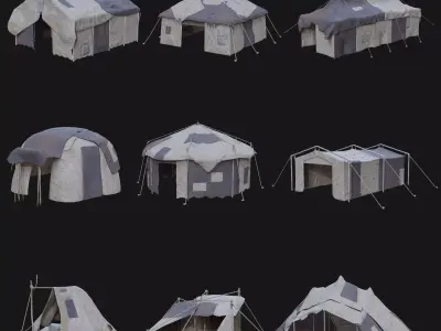 POST APO IMPROVISED TENT SHELTER CAMP BUSH SURVIVAL COLLECTION Low-poly 3D model