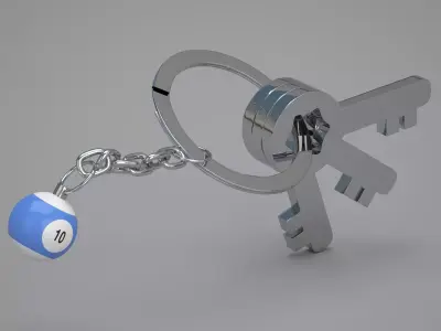 10 Snooker Ball with Keychain 3D model